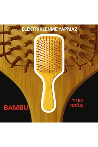 5 Adet Büyük Boy Bambu Tarak Bambu Uç Ve Bambu Gövde Elektriklenme Yapmaz 001
