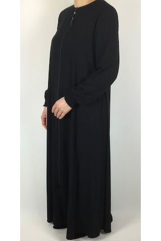 Önü Fermuarlı Gizli Cepli Mevlana Model Ferace Siyah