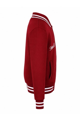 Trender Düğmeli A Baskı 3 İp Kolej Bordo Erkek Çocuk Sweatshirt 8088