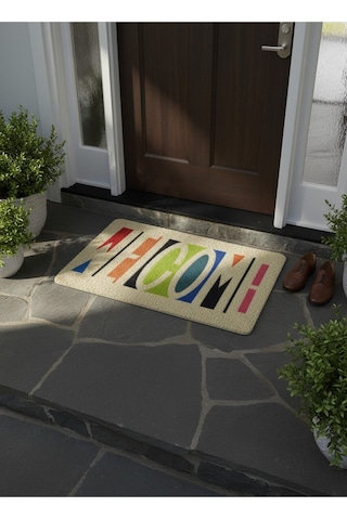 Hijyenik Kıvırcık Paspas 40x60 Cm - Islaklık Emici Kapı Önü Paspası Çok Renkli