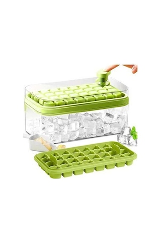 Pazly Yeşil 64 İzgaralı Pp Silikon Buz Kubu Kalıbı, Buzdolabında Buz Yapma, Eserleri Sakla, 23.8x13.5x9.5 Cm Yeşil