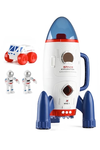 Uzay Keşfi: 2 Astronotlu Uzay Roketi Ve Uzay Aracı - Açılabilir Kapaklı Oyuncak Uzay Kapsülü 01