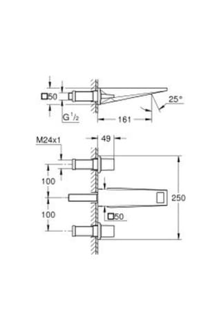Grohe 20628000 Krom Allure Brilliant 3 Delikli Lavabo Bataryası 1/2" M