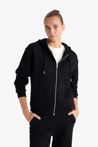 Defacto Relax Fit Kapüşonlu Basic Düz Kalın Fermuarlı Sweatshirt C1809ax25aubk81 Siyah