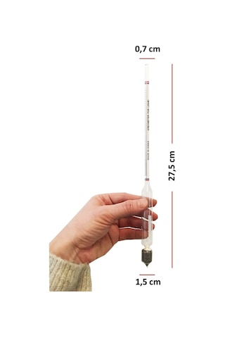 Aek-Tech 0-100 Uzun Form Alkol-Metre Hidrometre Ve 250ML Mezür Set