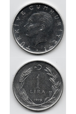 1 Lira 1979 Çil Eski Madeni Para