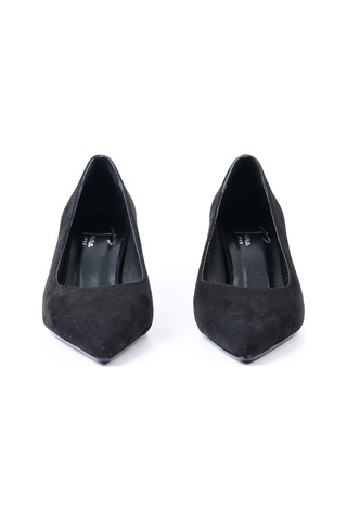 Tuna Hakiki Deri Siyah Süet Topuklu Kadın Ayakkabı, Stiletto - Z8583 Siyah Süet