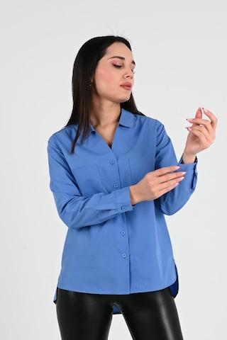 Koza Butik Kadın Çift Cepli Salaş Gömlek 1670-24 001