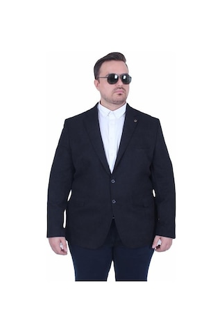 Starbattal Erkek Büyük Beden 4 Drop Blazer Şönili Ceket 500602 Sıyah Siyah
