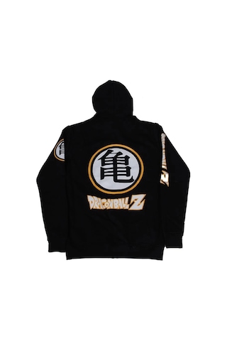 Dragon Ball Z Fermuarlı Kapüşonlu Sweatshirt Siyah Çok Renkli