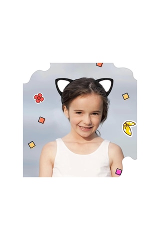Populermarketim - Kedi Kulak Taç Siyah İçi Beyaz Renk Pofuduk 15x17 Cm Standart