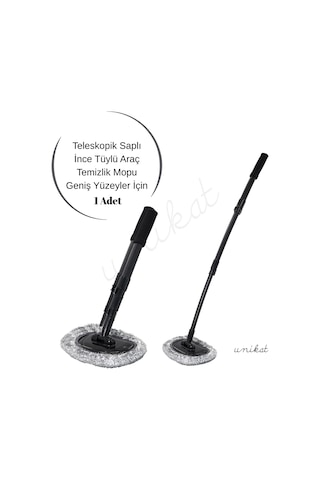 Unikat Özel Teleskopik Saplı İnce Tüylü Araç Temizlik Mopu Siyah 1 Adet