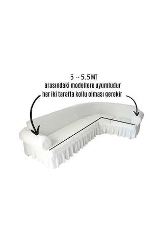 Upmall Bürümcük 7 Kişilik Köşe Koltuk, Kanepe Örtüsü, Koltuk Kılıfı, Lastikli, Etekli, L Köşe 550 Cm Antrasit Antrasit