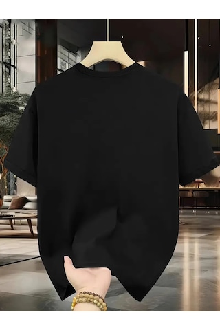 Unisex Güneşli Dağ Tasarım Basklı Tshirt Siyah