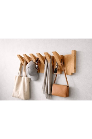 Katlanabilir Ahşap Duvar Askılığı 40x14 Cm Bej