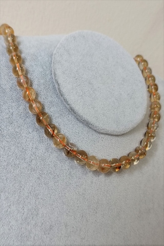 Badeaccessories 8 Mm Sitrin Doğal Taş Kolye Gümüş