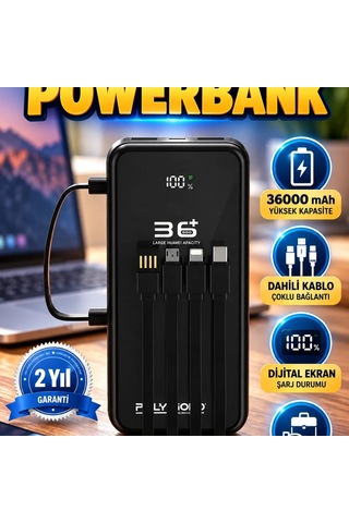 Dahili Kablolu Taşınabilir Powerbank Yüksek Kapasiteli Çoklu Bağlantı Renkli