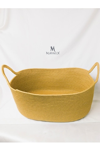 Mavaux Dekoratif Jüt Saplı Hasır Sepet Bej 20x30x50 Cm, Ipli Oyuncak Sepeti, Doğal Ipli Havlu Sepeti Jüt