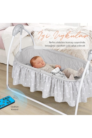 Huggy Cocoon Otomatik Sallanabilen Kumandalı Portatif Bebek Beşiği