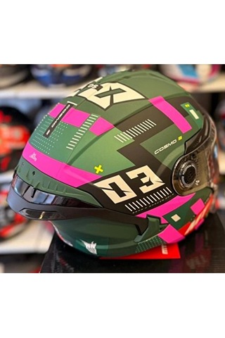 Mt Cosmo Sv Sergio Garcia D18 Mat Açık Kask Haki - Pembe