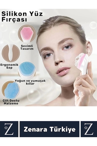 Premium Ergonomik Saplı Sevimli Tasarım Cilt Bakım Yüz Makyaj Temizleme Masaj Etkili Peeling Fırçası