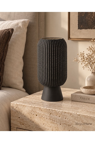 Modern Dekoratif Masa Lambası Salon Ve Yatak Odası İçin Abajur, 10 Renk Seçeneği, E14 Led Uyumlu Siyah