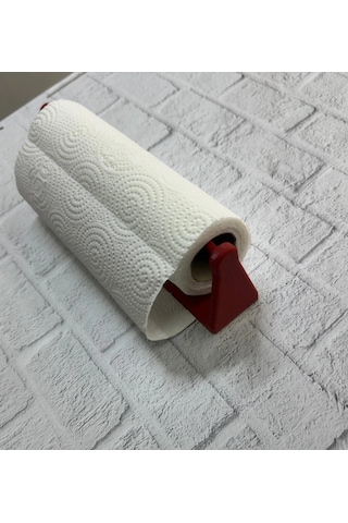 Dekoratif Kırmızı Kağıt Havlu Tutucu Duvar Askılı Model