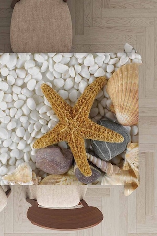 Sarı Deniz Yıldızı Dokuma Leke Tutmaz Masa Örtüsü Mso459n11