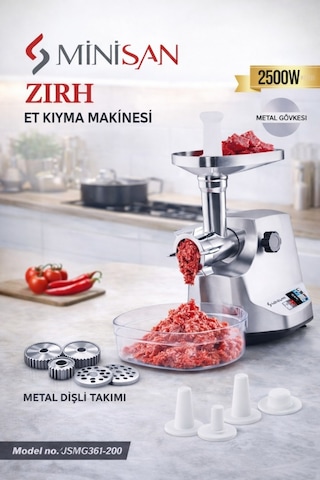 Minisan JSMG361-200 2500 W Zırh Et Kıyma Makinesı