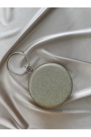 Öznora Gold Simli Yuvarlak Abiye Clutch Çanta Std
