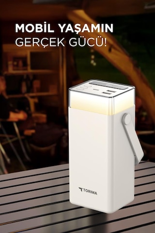 Torima TRM-1041 40000 Mah Hızlı Şarj Dijital Göstergeli RGB Led Işıklı Powerbank Beyaz