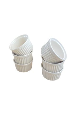 6 Lı Sufle Kabı, Porselen Sufle Kabı 9cm Krem Beyaz