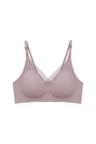 Cottonill Seamless Bra - Lucent Kahverengi Lazer Kesim Balensiz Ön Çapraz Şerit Detaylı Kadın Sütyen
