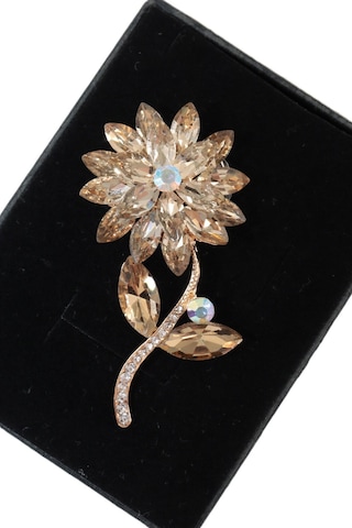 Mutluluğun Tohumu Lotus Çiçeği Broş Gold Renkli Pırlanta Taşlı Kadın Yaka İğnesi Lotus Çiçekli Broş Çok renkli