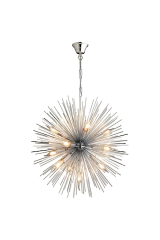 Lampaluce Riccio-2 Modern 12'li Sarkıt Avize 60cm - Krom - Gümüş Nikel Krom