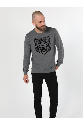 Colin's Colins Regular Fit Baskılı Antrasit Erkek Sweatshirt Antrasit