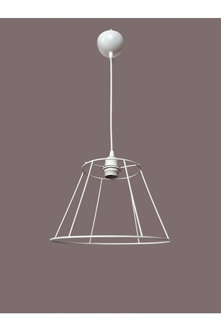 Konik Avize Teli , İskeleti Standart Boy 30x20 Cm Beyaz Statik Boyalı Duy Takımı Dahil Beyaz