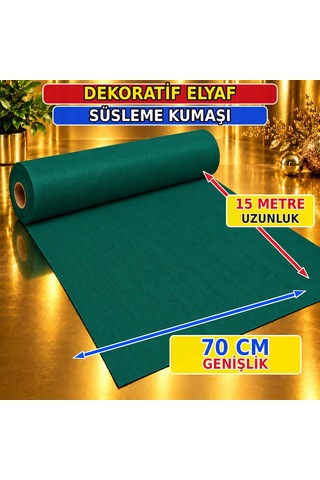 Vıp 15 Metre Nefti Yeşil Tela Kumaş Nefti Yeşil Elyaf Kumaş Yılbaşı Süsleme Kumaşı 70cm Genişliğinde