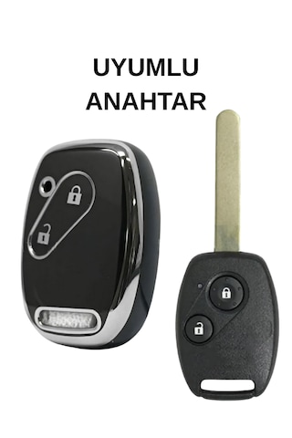 Honda Civic Jazz Cr-v Accord 2 Buton Nano Anahtar Kılıfı Siyah-gümüş