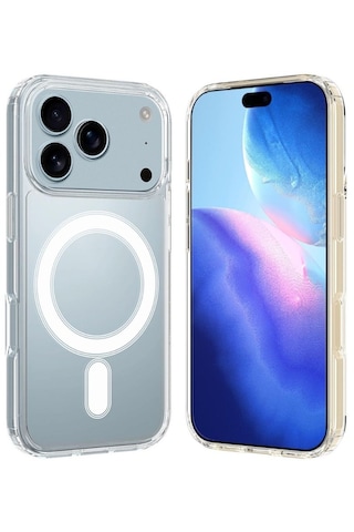 Apple Uyumlu iPhone 17 Pro Magsafe Kılıf Manyetik Halka Şeffaf Silikon