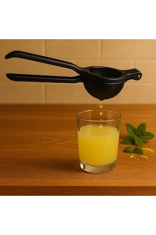 Metal Narenciye Limon Sıkacağı Özel Tasarım Desenli Limon Portakal Sıkacağı - Siyah Siyah