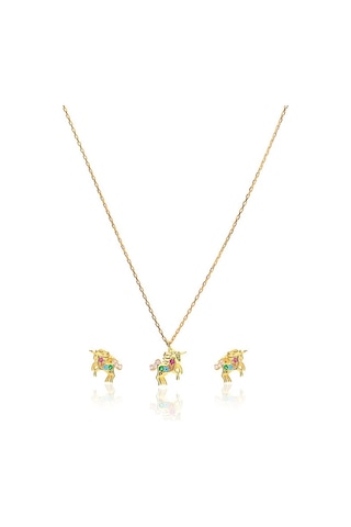 Madam&Matmazel Unicorn 925 Ayar Altın Kaplama Zirkon Gümüş Kadın Takı Set
