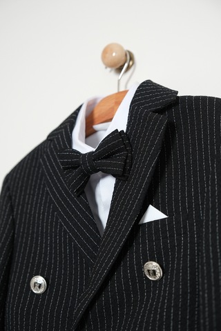 Erkek Çocuk Ceket Gömlek Pantolon Papyonlu Takım Elbise Te.1001y Siyah