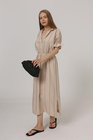 Moderie Butik Beli Lastikli Elbise - Taş Altın