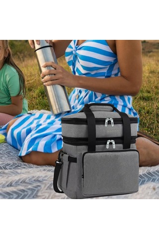 Dolıty Yalıtımlı Soğutucu Torba 18l Sıcak Soğuk Gıda Gri Gri