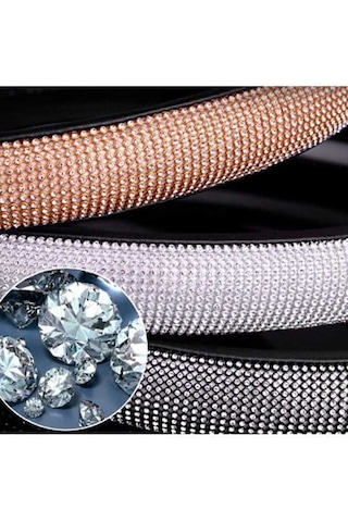 Novahub Mor Kadın Kristal Rhinestone Araba Deri Direksiyon Kapakları, Kap Direksiyon Simidi, Otomobil Aksesuarı Mor