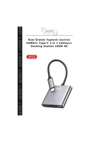 Özel Üretim Toplantı Çevirici Hub011 Type-c 3 İn 1 Çoklayıcı Docking Station 100w 4k