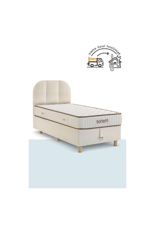 Niron Bohem Nms Klapa 100x200 Cm Tek Kişilik Yatak Baza Başlık Seti - Nms Sert Ortopedik 100 x 200