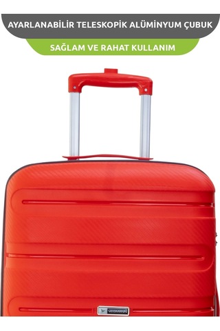 Vegmann Polipropilen Pp Atlas Kırmızı Orta Boy Valiz Kırmızı