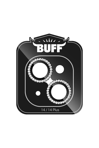 Buff Apple Uyumlu iPhone 14 / 14 Plus Diamond Kamera Lens Koruyucu Gri
